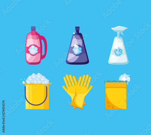 housekeeping tools with set icons