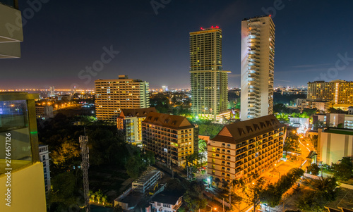 Pattaya night view in the view from the hotel window