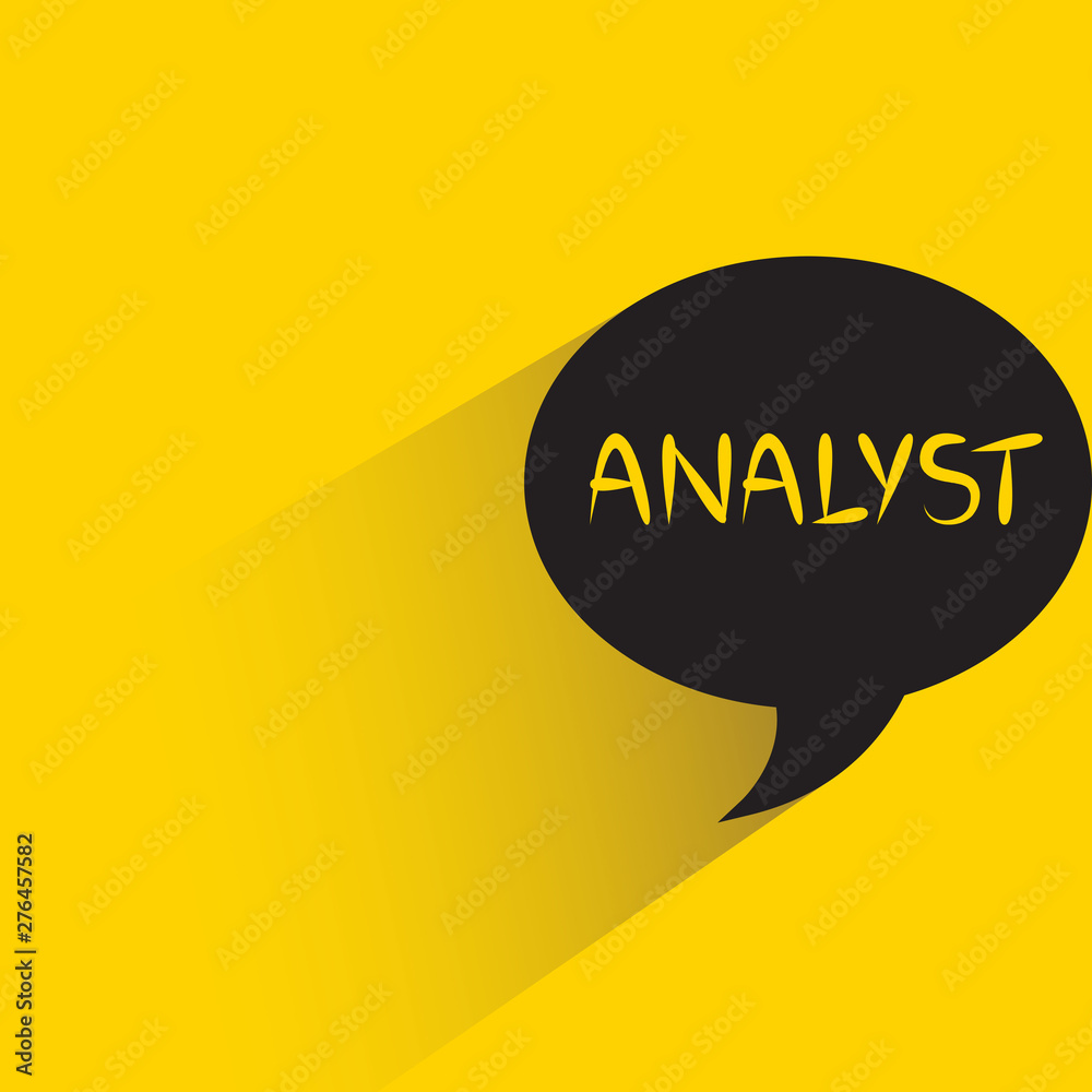 speech bubble yellow background with analyst word