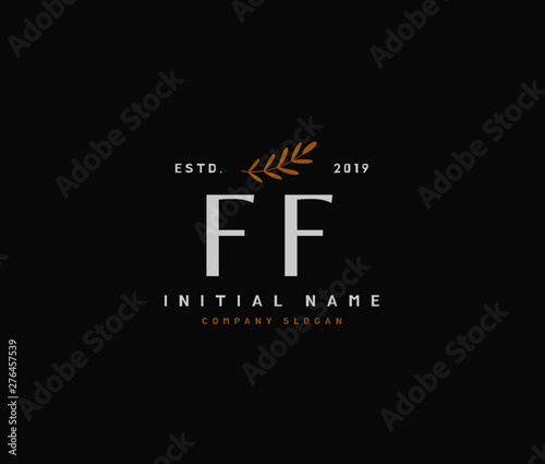 F FF Beauty vector initial logo, handwriting logo of initial signature, wedding, fashion, jewerly, boutique, floral and botanical with creative template for any company or business.