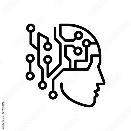 Black line icon for artificial intelligence 