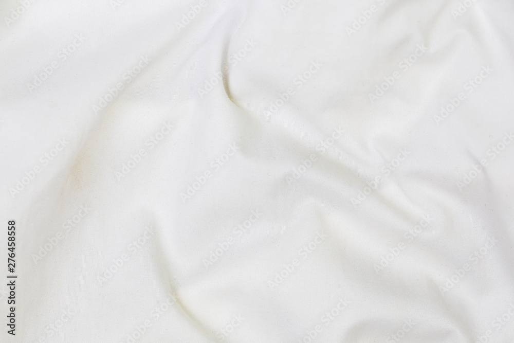 Close up of white bedding sheets and copy space