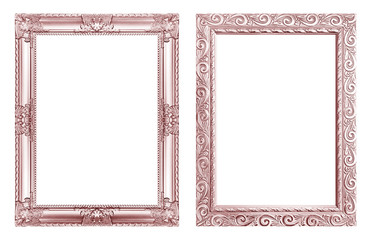 Set 2 - Antique pink frame isolated on white background, clipping path