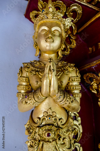 Canvas Print golden statue of buddha, digital photo picture as a background
