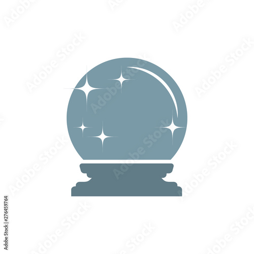 blue magic ball, crystal, vector icon