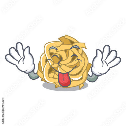 Tongue out fettuccine is put on cartoon board