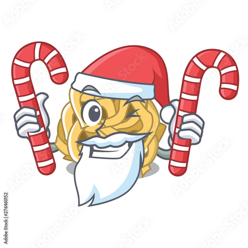 Santa with candy fettuccine is put on cartoon board