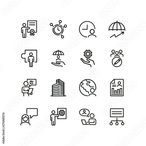 Management consulting line icon set