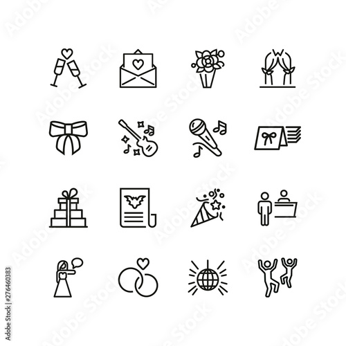 Party invitation line icon set