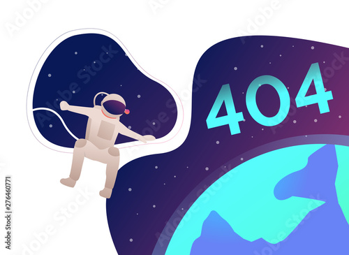 Error four hundred and four, astronaut in open space and earth
