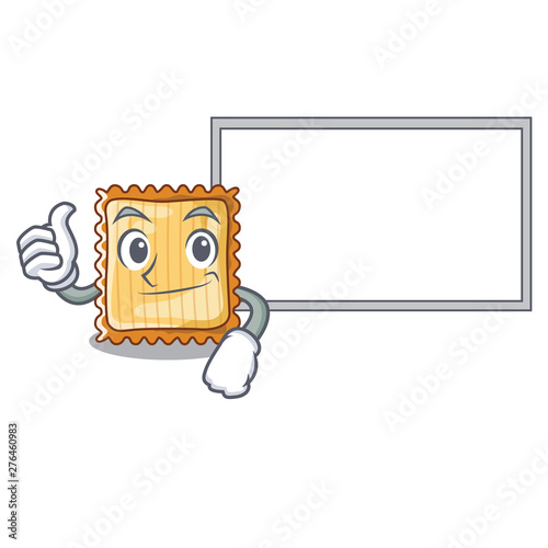 Thumbs up with board lasagne is put on character pan