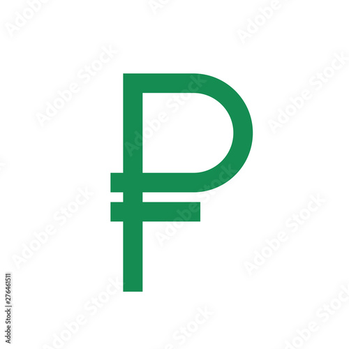Flat ruble icon. Russian currency sign. Money cash green symbol isolated on background