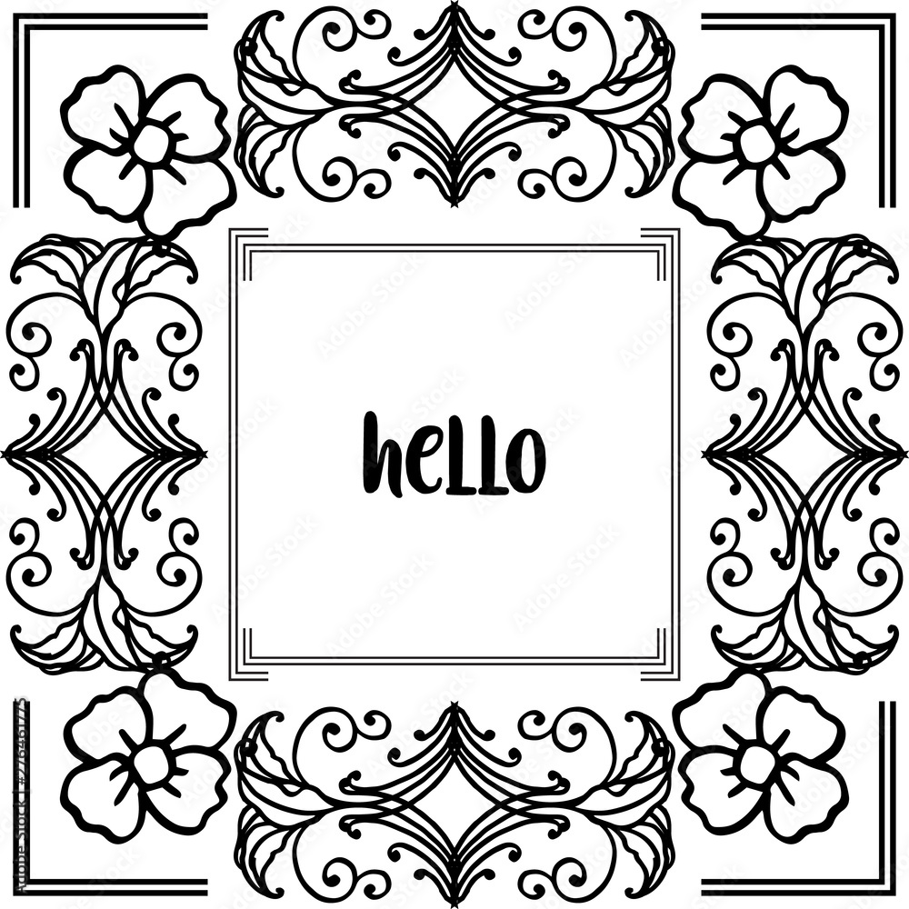 Vector illustration banner writing hello with various beautiful wreath frame Vector illustration banner writing hello with various beautiful wreath frame