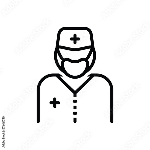 Black line icon for surgeon