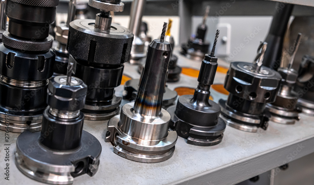 Fototapeta premium CNC tool holders with a drill bits