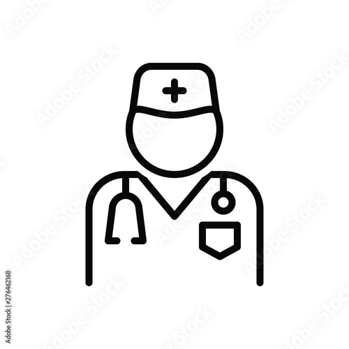 Black line icon for doctor 