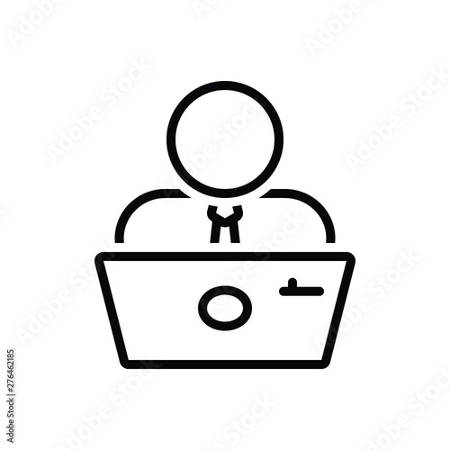 Black line icon for employee 