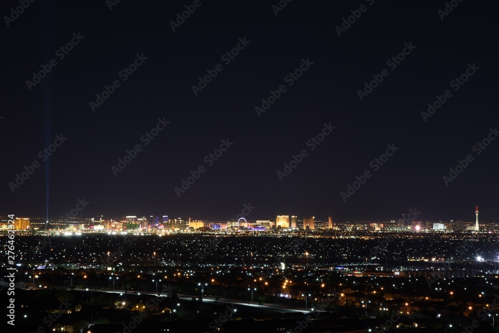 The Las Vegas skyline from a distance.