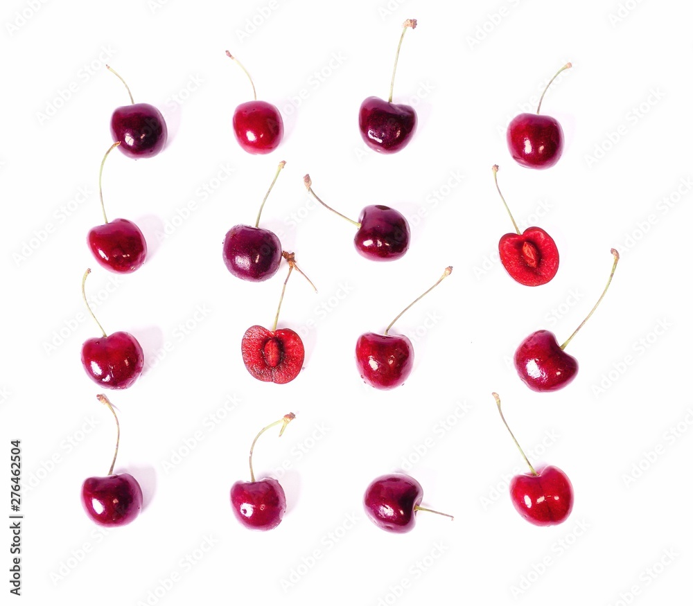 red cherries set isolated on white background red cherries set isolated on white background