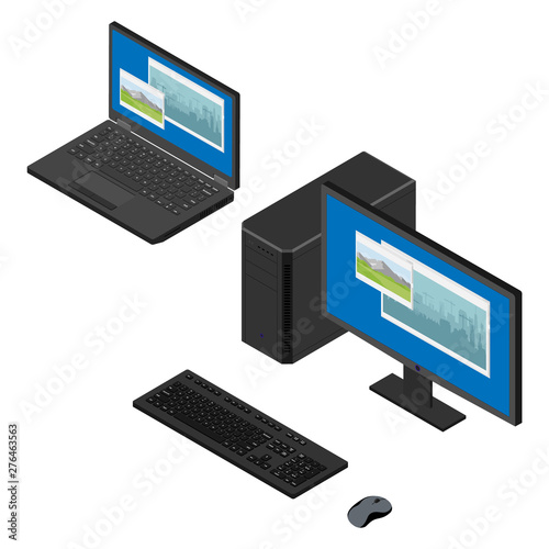 Personal computer case, keybord, mouse and monitor © viktorijareut