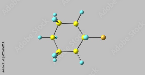 Bromocyclohexane molecular structure isolated on grey