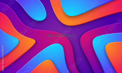 Wavy colorful background with 3D style. Modern liquid background. Abstract textured background with mixing pink,purple, blue, and orange color. Eps10 vector illustration.