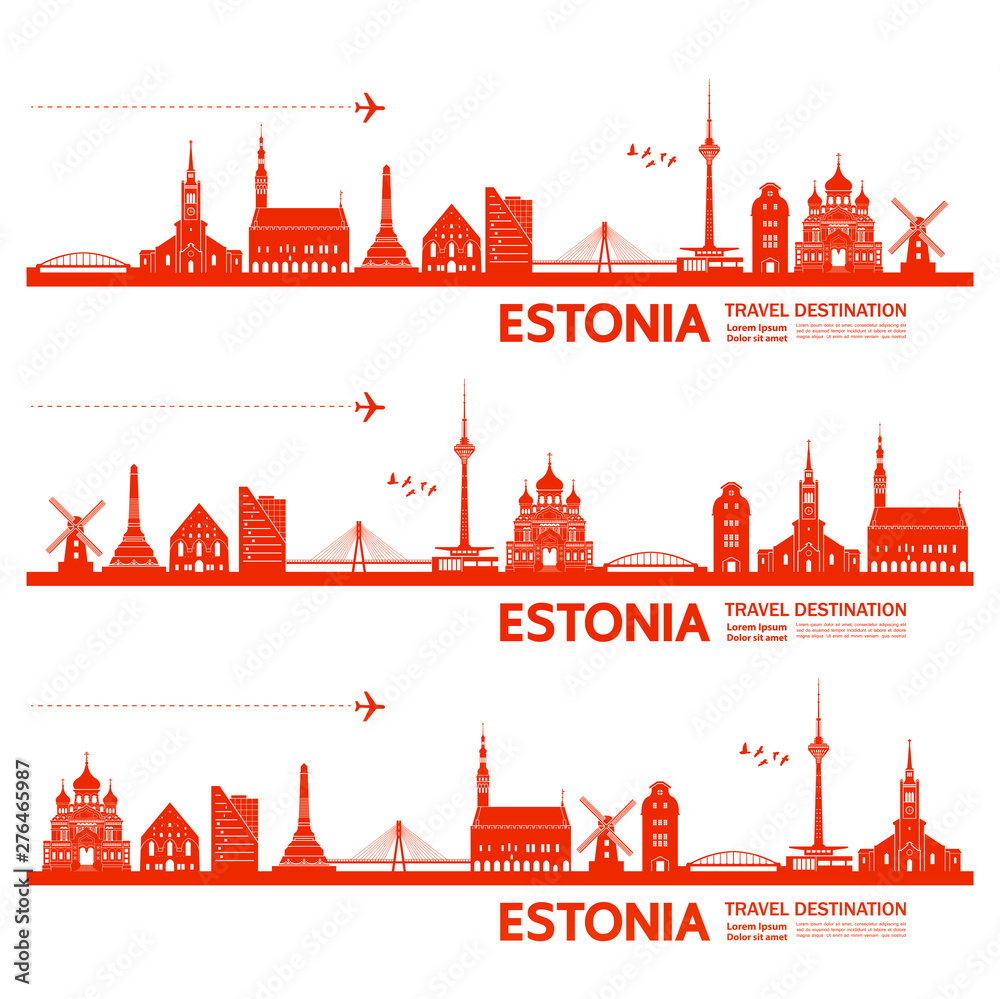 Estonia travel destination grand vector illustration.