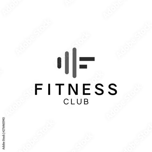 Gym and fitness club logo design template with barbell symbol.
