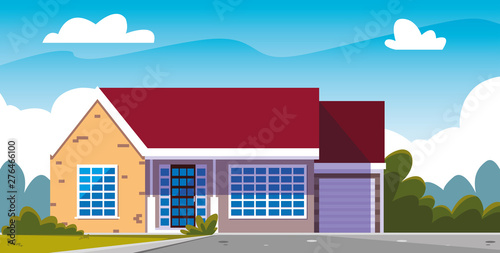 house building facade with landscape