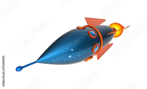 Rocket space ship isolated on white background.