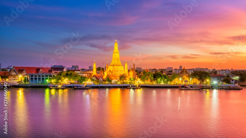 Beautiful view of Wat Arun Temple at twilight in Bangkok  Thailand