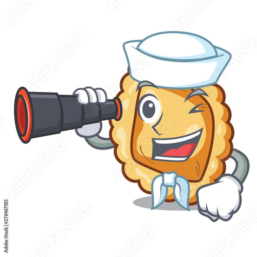 Sailor with binocular ravioli isolated with in the character