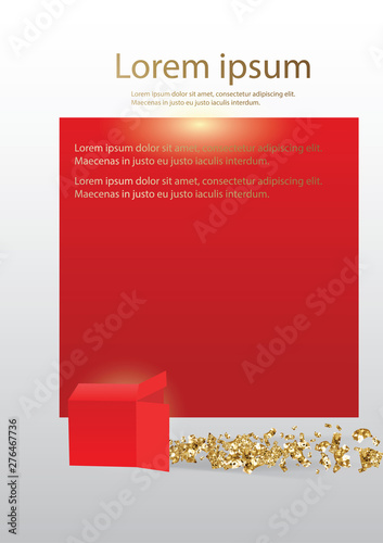 Colorful golden confetti isolated. Festive vector background.Open gift box with lights.Vectorna background.EPS10.
