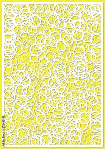 Template for cutting. Circle, geometric pattern. Laser cutting. The established ratio. Illustration on a yellow background. Vector illustration. EPS 10