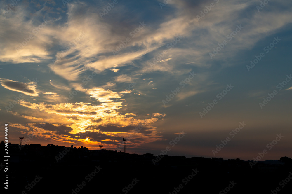Wonderful Sunrise over Mazzarino, Caltanissetta, Sicily, Italy, Europe, Silhouette Landscape Wonderful Sunrise over Mazzarino, Caltanissetta, Sicily, Italy, Europe, Silhouette Landscape