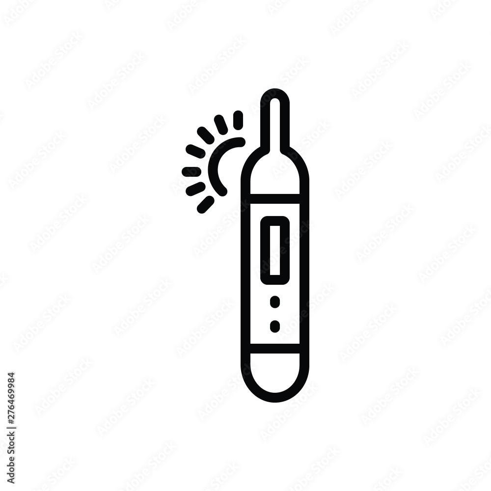 Black line icon for thermometer Black line icon for thermometer
