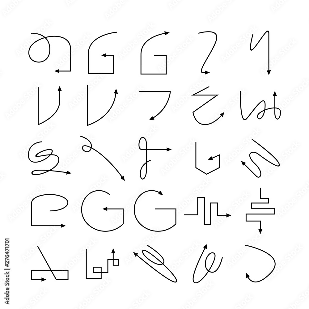 arrow and line bow icons set arrow and line bow icons set