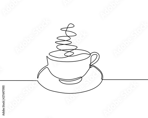 Continuous one line drawing of a cup of coffee minimalist design minimalism style i