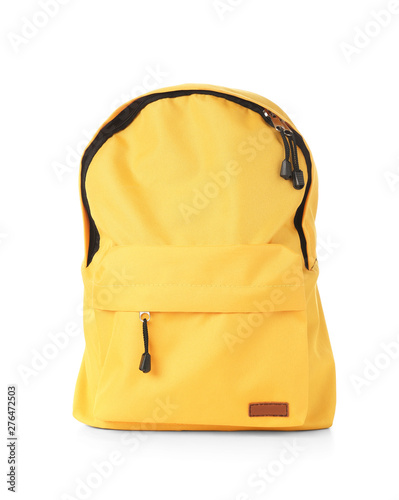 School backpack on white background photo