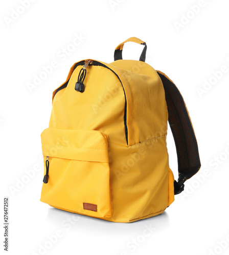 School backpack on white background photo