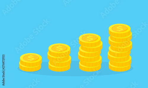 Stack of golden coins. Financial growth concept. Saving, donation, investing paying illustration.