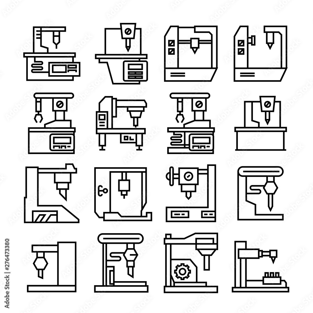 factory machine, automatic industrial machine icons