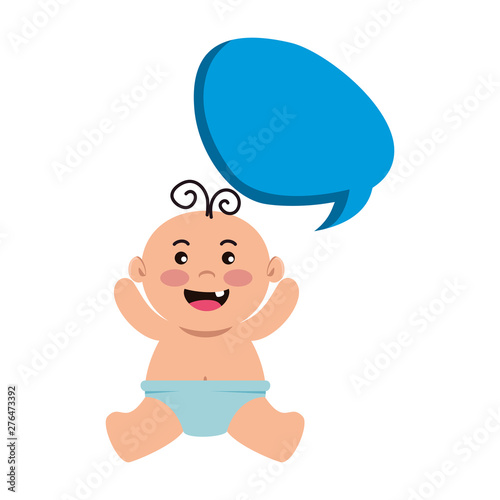 cute little baby boy with speech bubble
