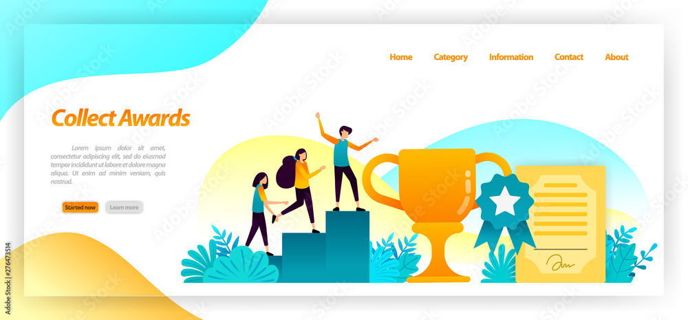 Vetor de collect championships like certificate trophies and medals for ...