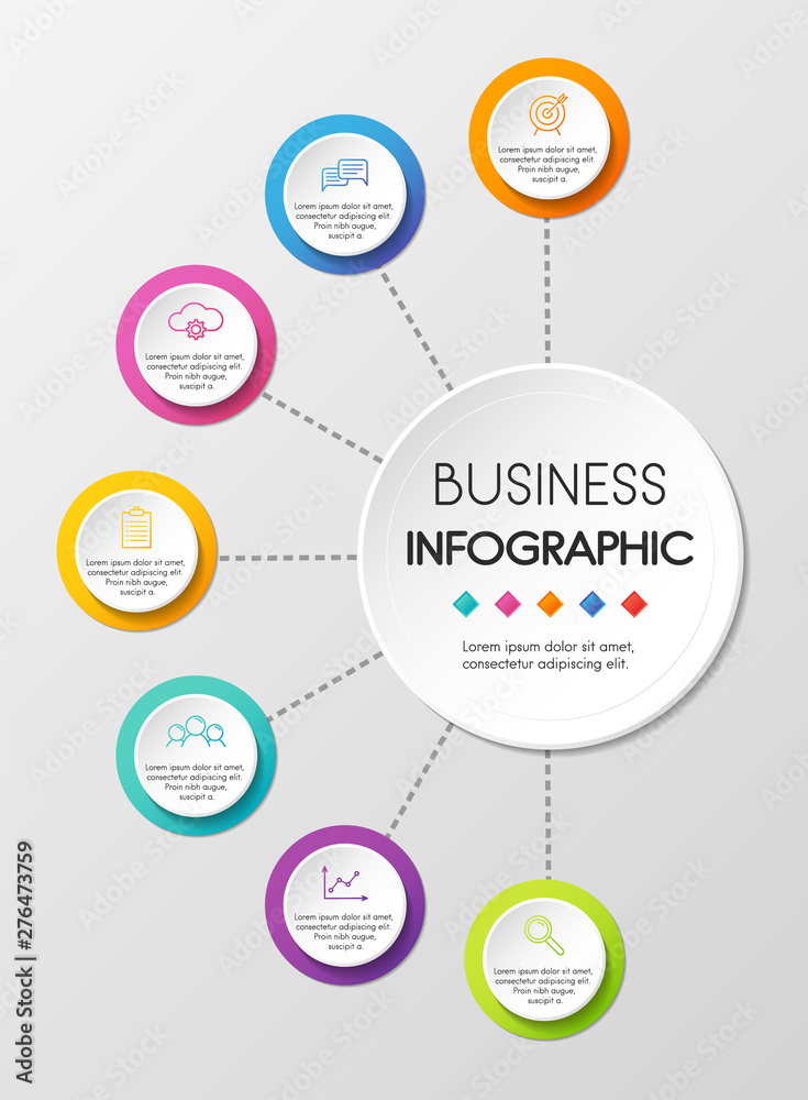 Circle infographic design with 7 options. Vector Circle infographic design with 7 options. Vector