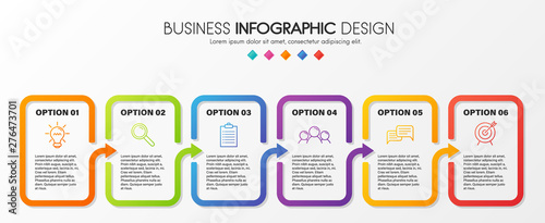 Business diagram infograph with 6 steps. Vector