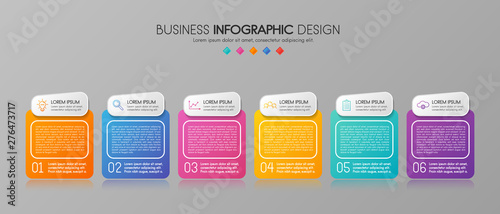 Business diagram infograph with 6 steps. Vector