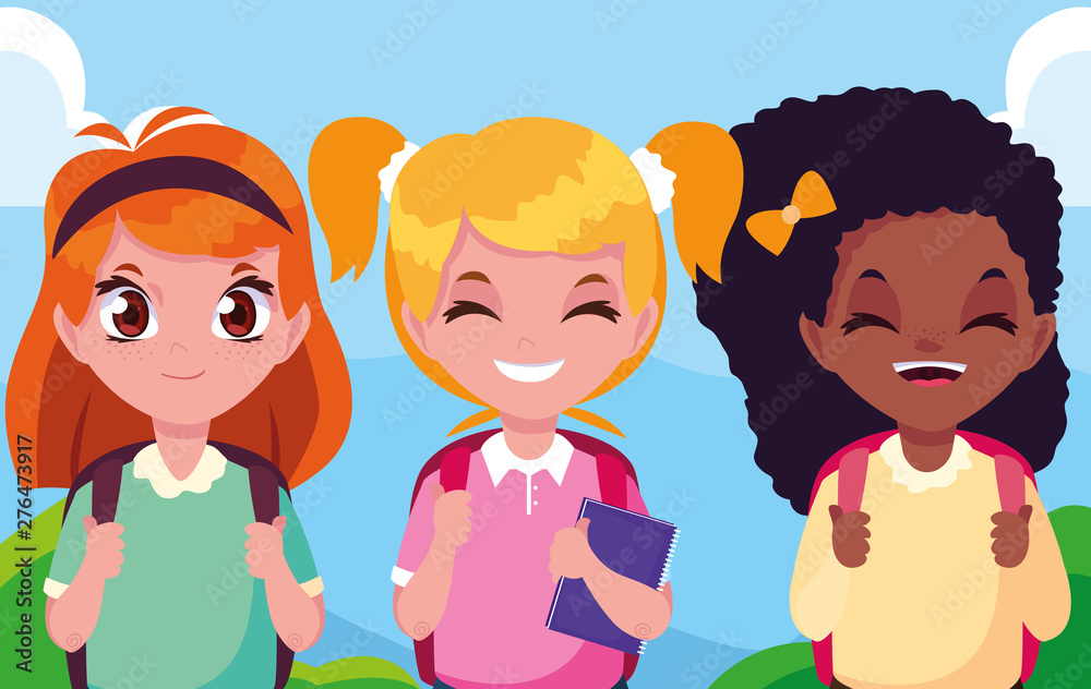cute little student girls avatar character cute little student girls avatar character