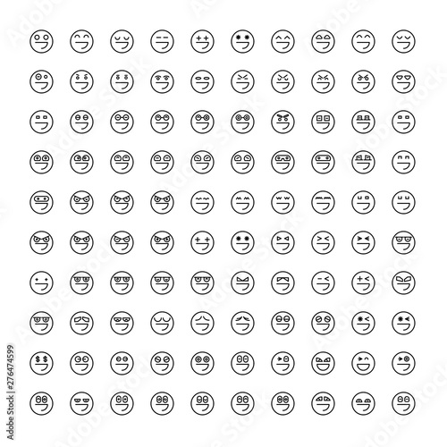 emoticon icons circle face set line