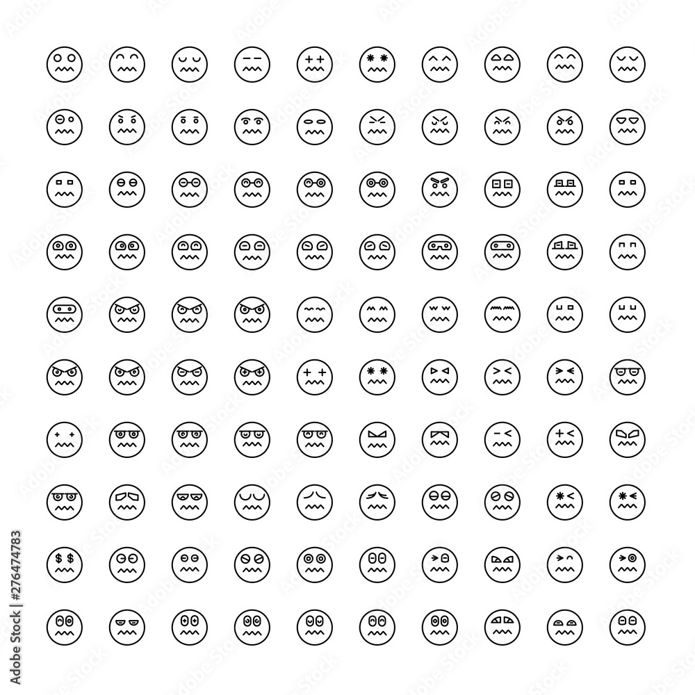 emoticon icons circle face set line